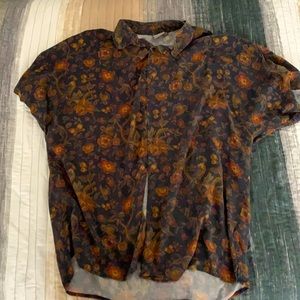 ASOS Blue Floral Design Short Sleeve Shirt - XL